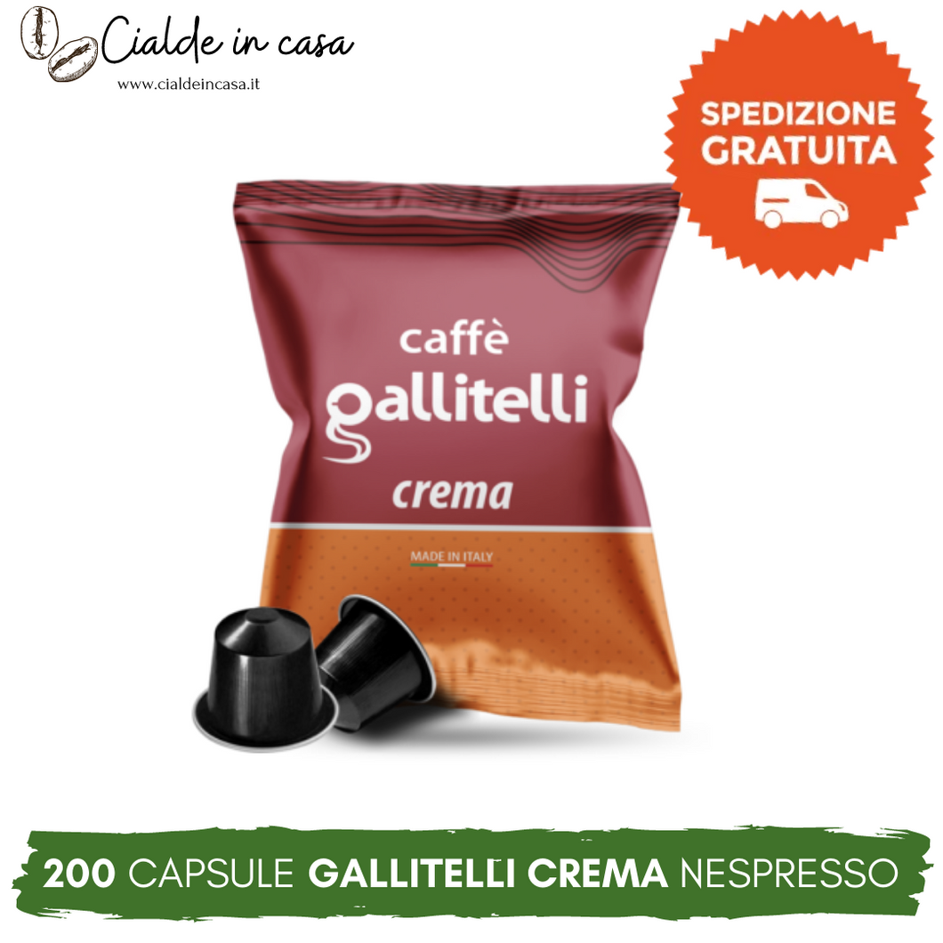 200 Capsule Caffè Gallitelli Crema Compatibili Nespresso